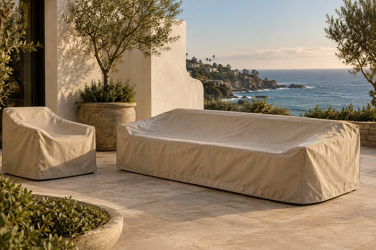 Oceanfront outdoor furniture cover concept