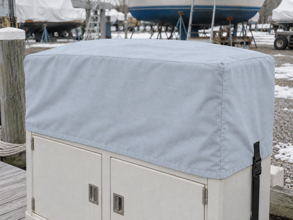 Outdoor Cabinet Covers in Sunbrella Hogan Arctic