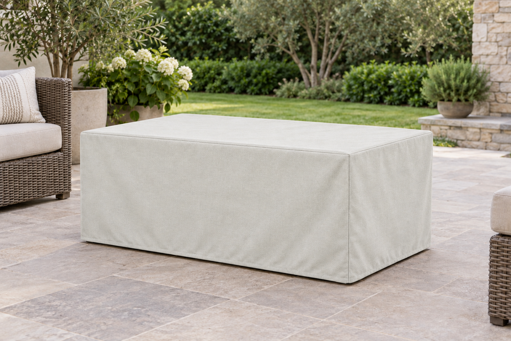 Fire Table Covers in Sunbrella Silver
