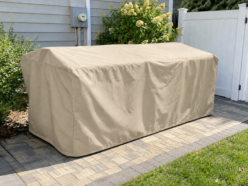 Outdoor Kitchen Island Covers in Sunbrella Linen