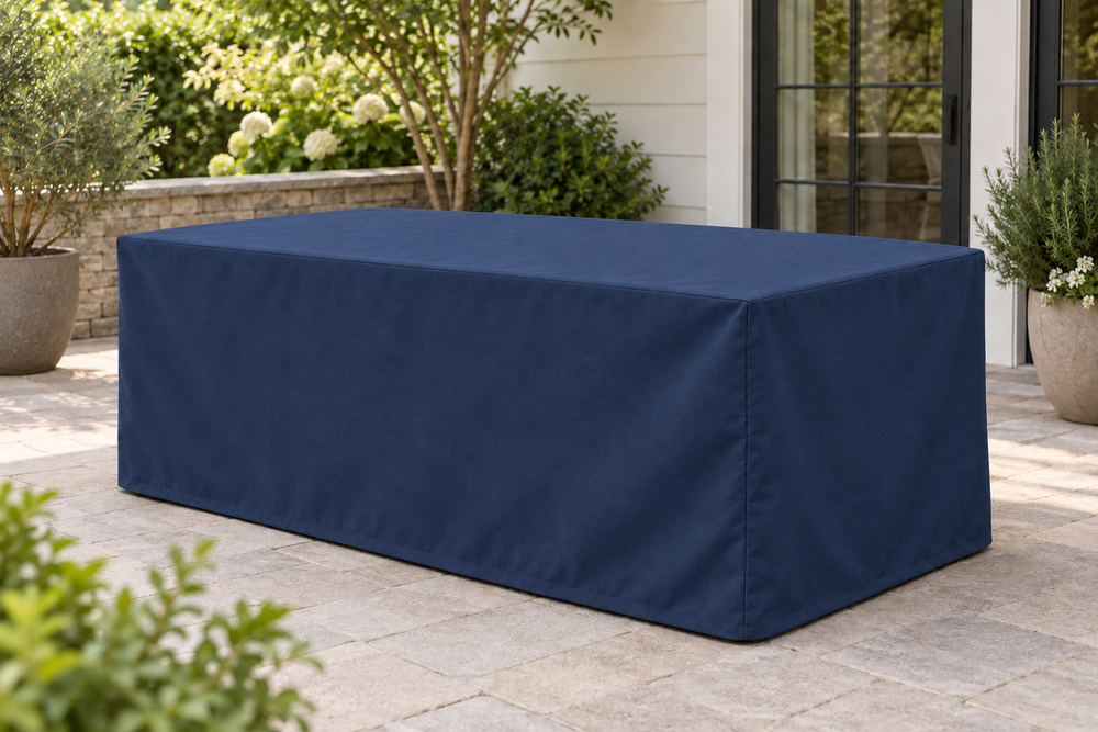Outdoor Table Covers in Sunbrella Marine Blue