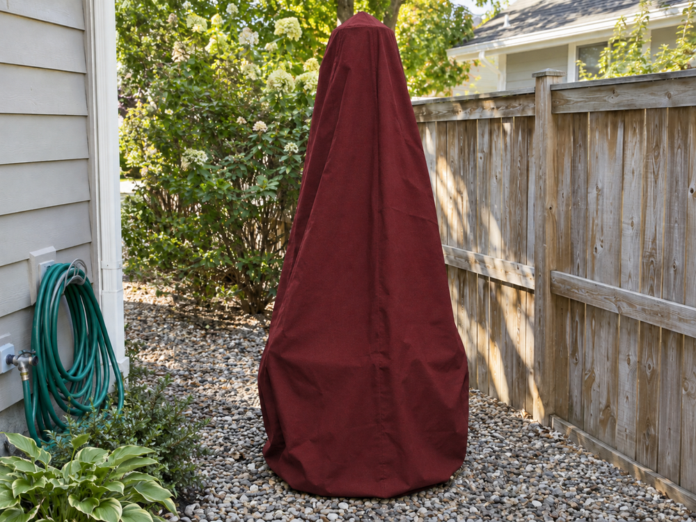 Water Fountain Covers in Sunbrella Dubonnet Tweed