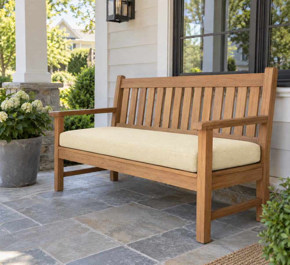 Bench Cushions & Covers in Sunbrella Parchment