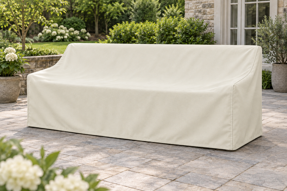 Bench Covers in Sunbrella Oyster
