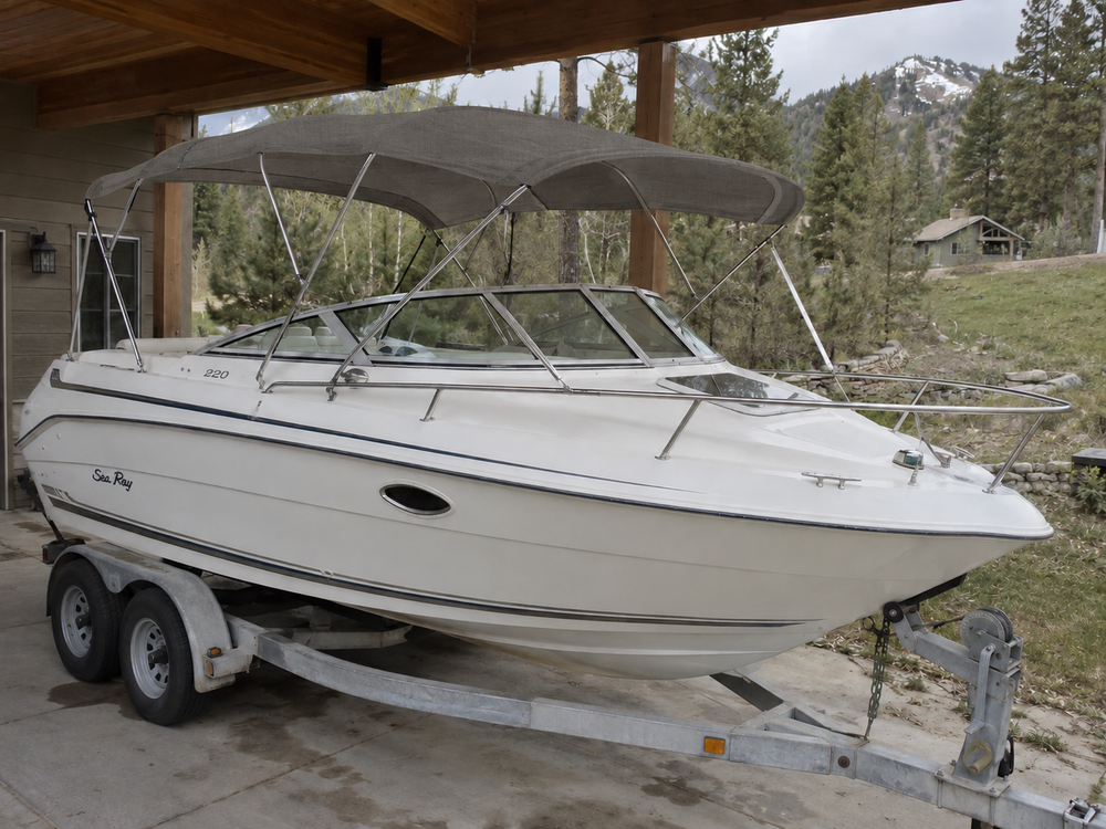 Bimini Top Covers in Sunbrella Silica Charcoal