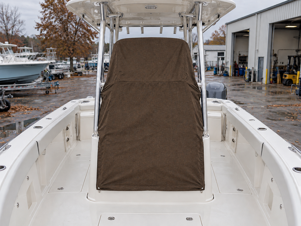 Boat Center Console Covers in Sunbrella Walnut Brown Tweed