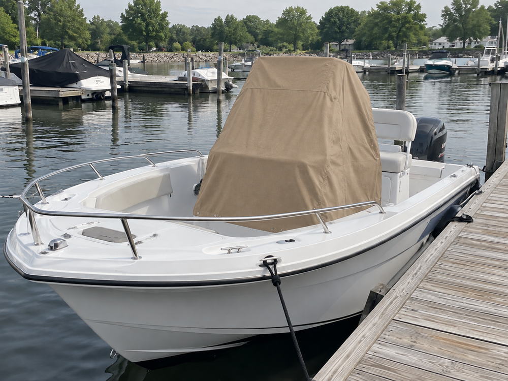 Boat Motor Covers in Sunbrella Beige