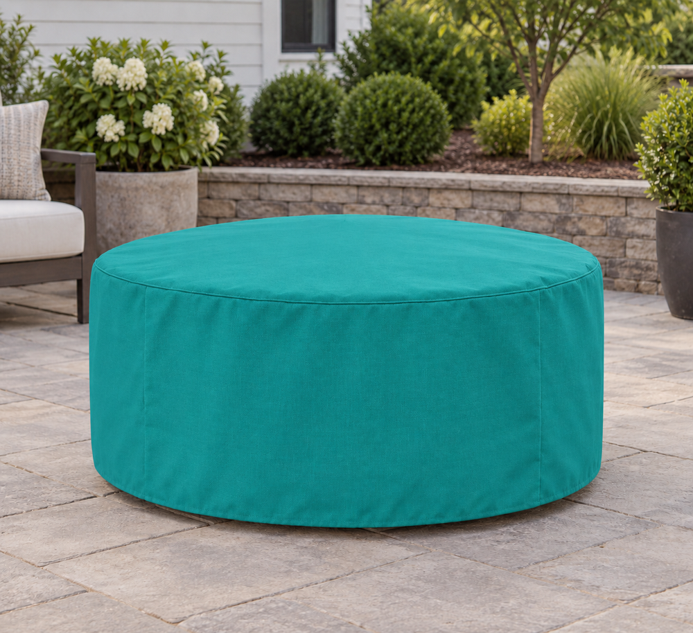Fire Pit Covers in Sunbrella Aquamarine