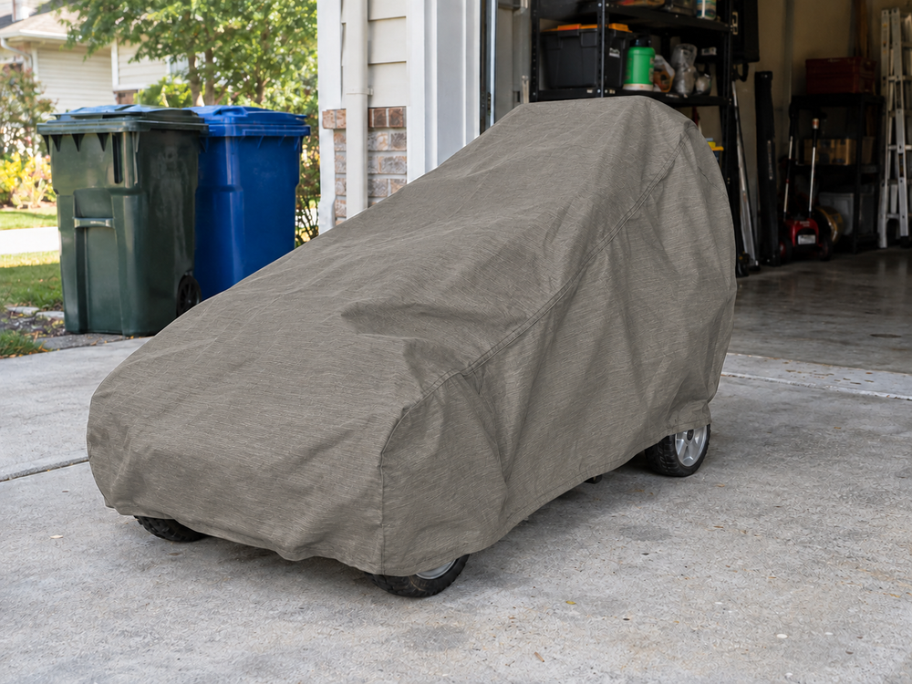 Lawn Mower Covers in Sunbrella Silica Stone