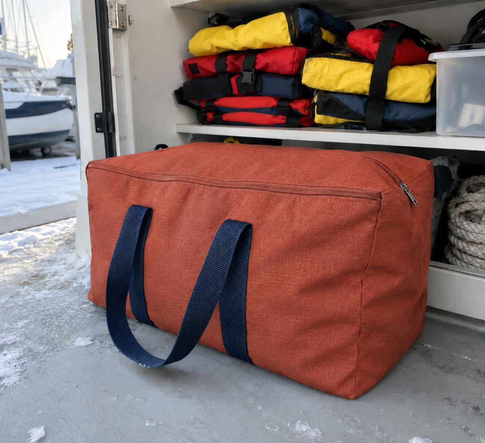 Life Jacket Storage Bags in Sunbrella Hogan Flame