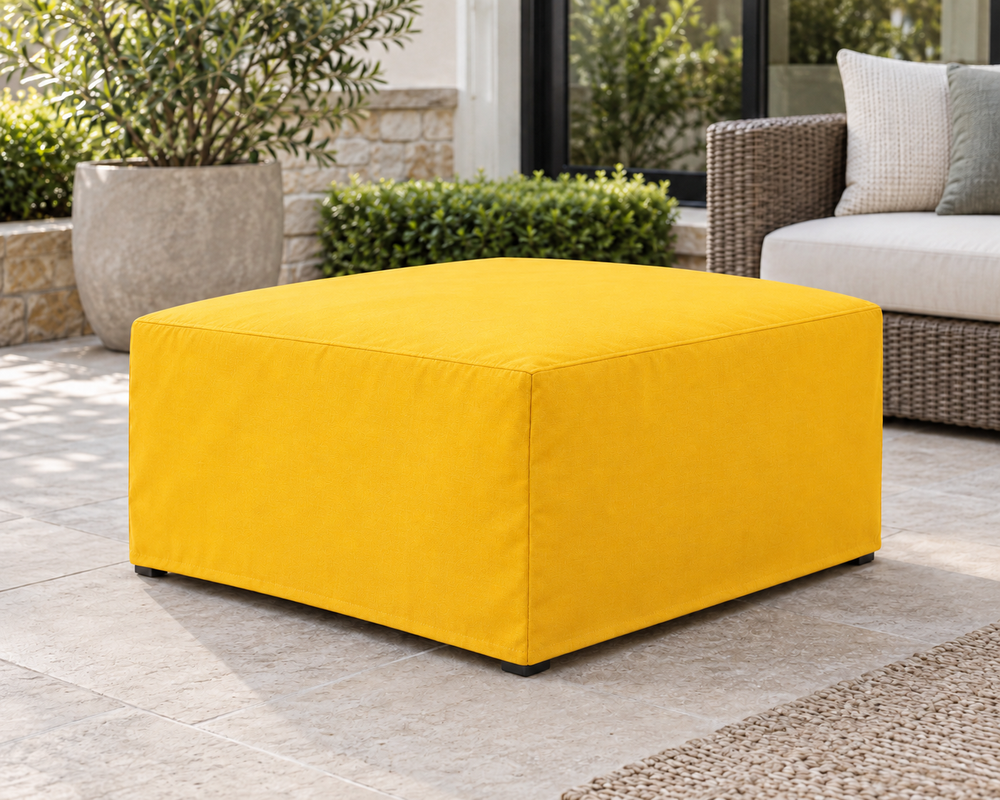 Ottoman Covers in Sunbrella Sunflower Yellow