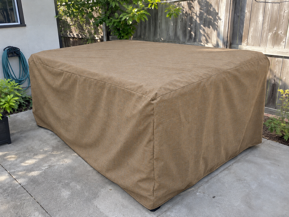 Plunge Pool Covers in Sunbrella Mocha Tweed