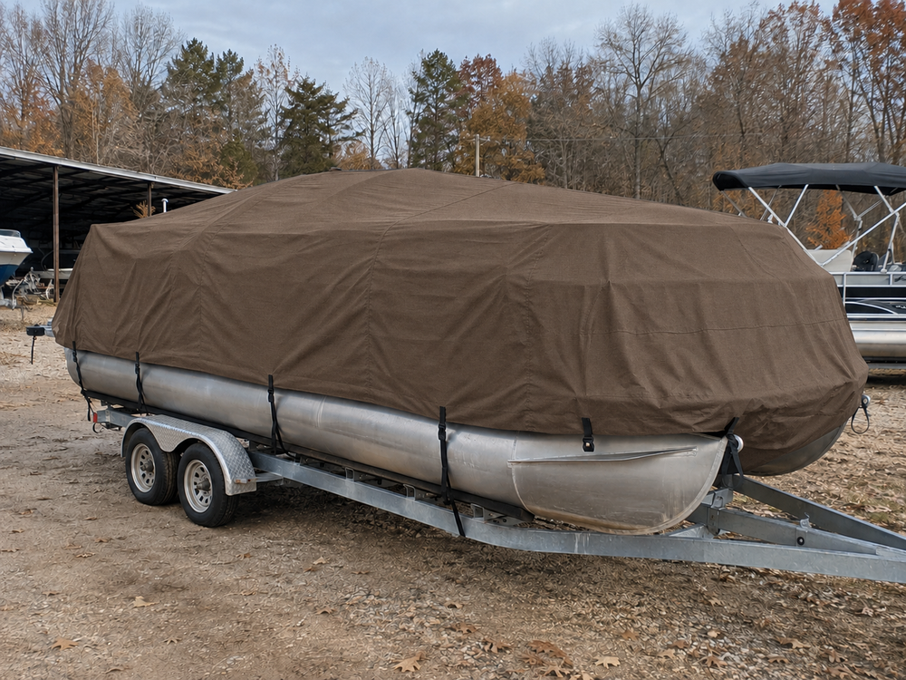 Pontoon Boat Covers in Sunbrella Hogan Walnut