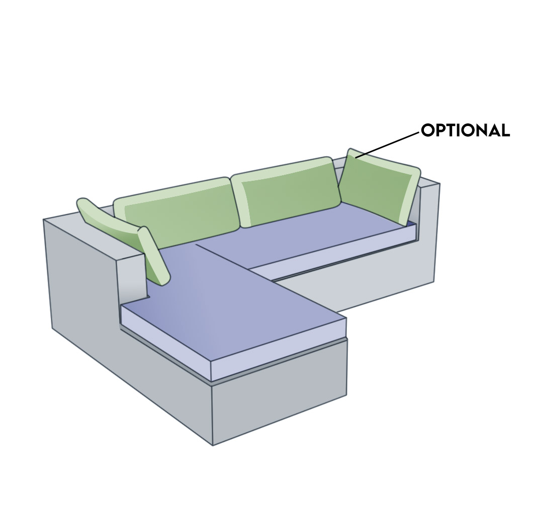 L-Shaped Sofa | Style 4 - Cushion