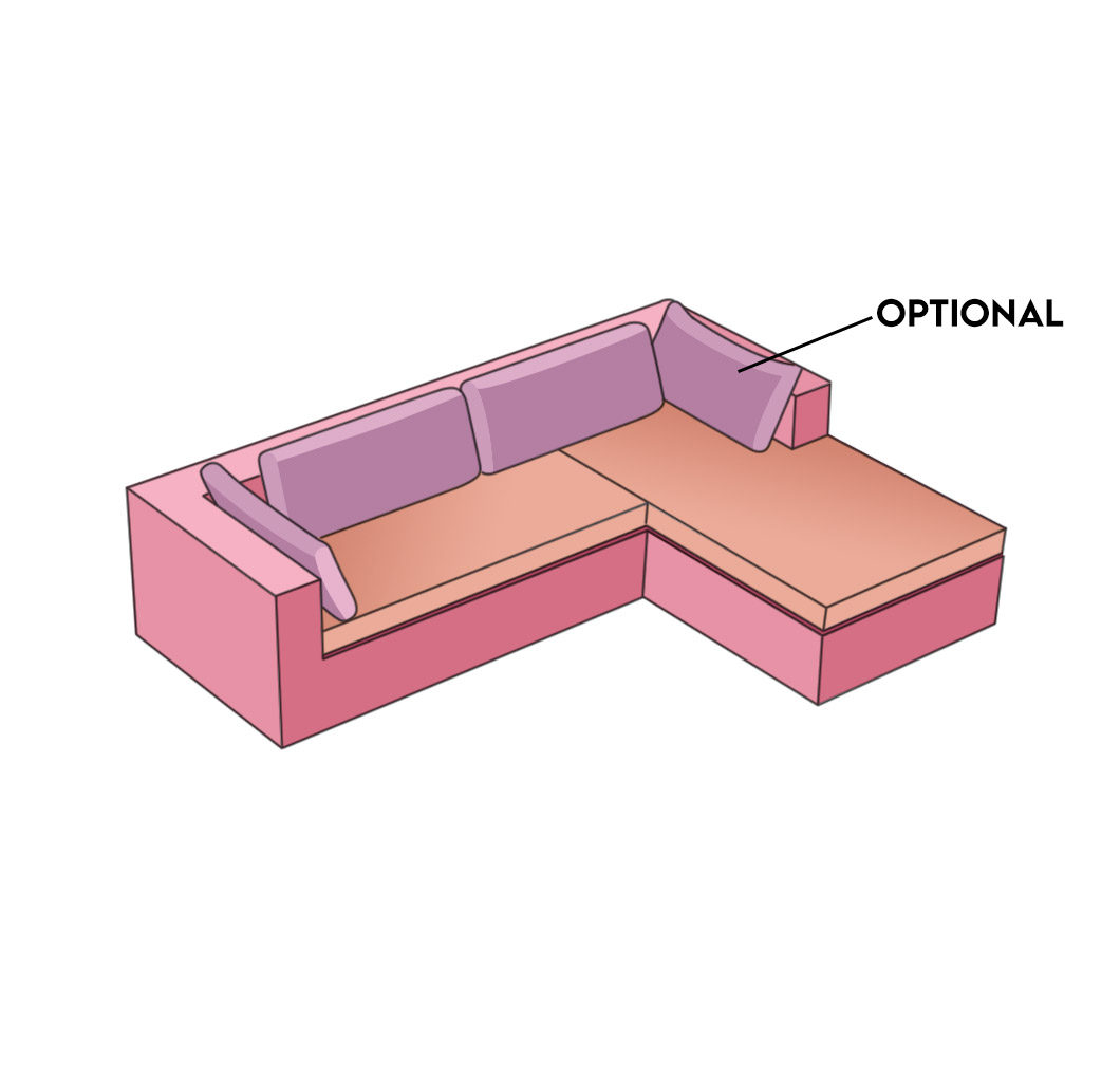 L-Shaped Sofa | Style 8 - Cushion